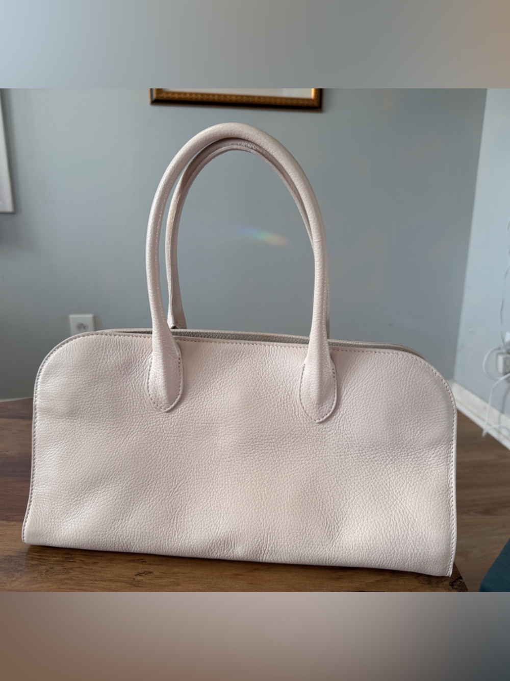 Structured Cream Leather Tote - Everyday Carry